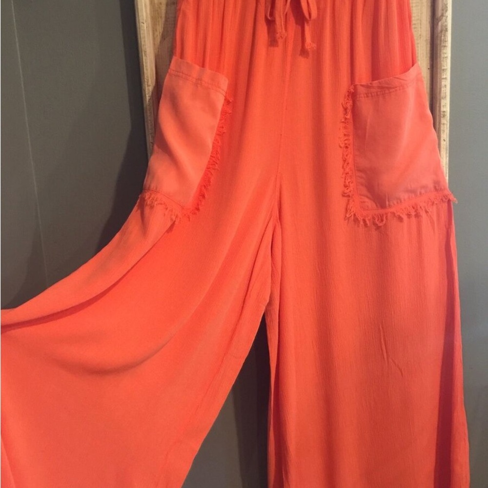 Wide Leg Coral Light Pants